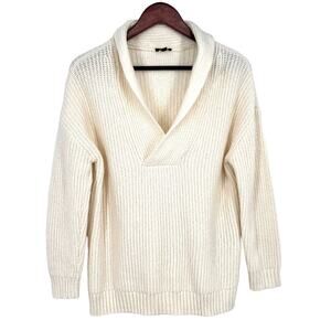 Talbots Petite Large LP PL Ivory White Wool Blend Christmas Sweater Shirt Top